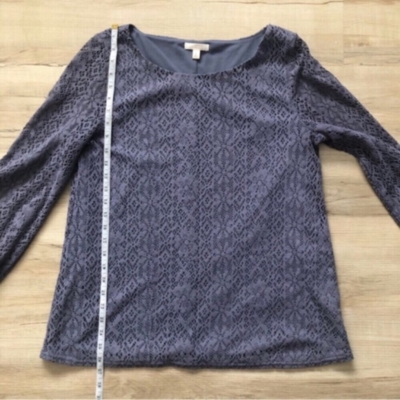 LC Lauren Conrad Elegant Lace Long Sleeve Top in Slate Blue - Picture 2 of 6